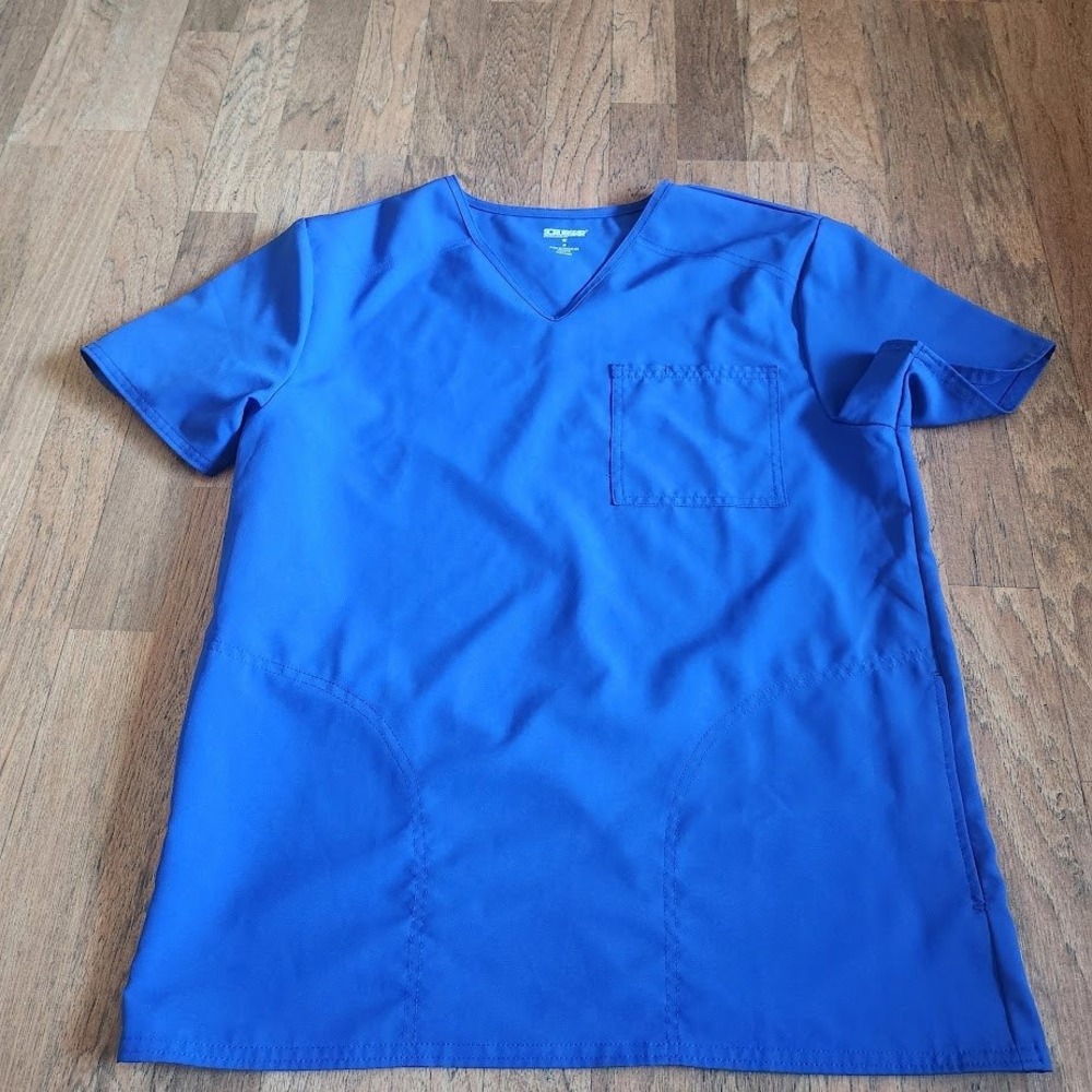 Scrubstar Premium Scrub Top Electric Blue V-Neck Short Sleeve Mens Med 524